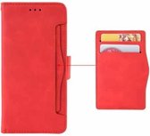 Wallet Style Skin Feel Kalfspatroon lederen tas voor Samsung Galaxy Note10 + / Note10 + 5G, met aparte kaartsleuf (rood)