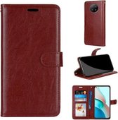 Voor Xiaomi Redmi Note 9 5G / Note 9T Pure Kleur Horizontale Flip PU Leather Case met Houder & Kaartsleuven & Portemonnee & Fotolijst (Bruin)