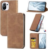 Voor Xiaomi Mi 11 Retro Skin Feel Business Magnetische horizontale flip lederen tas met houder & kaartsleuven & portemonnee & fotolijst (bruin)