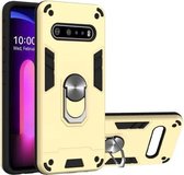 Voor LG V60 ThinQ 5G 2 in 1 Armor Series PC + TPU beschermhoes met ringhouder (goud)