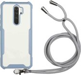 Voor Xiaomi Redmi 9/9 Prime acryl + kleur TPU schokbestendig hoesje met nekkoord (melkgrijs)