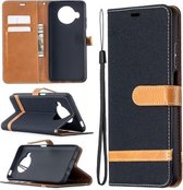 Voor Xiaomi Mi 10T Lite 5G kleuraanpassing denim textuur lederen tas met houder & kaartsleuven & portemonnee & lanyard (zwart)