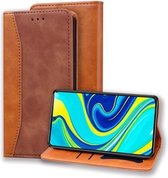 Voor Xiaomi Redmi Note 9 Pro / 9 Pro Max / 9S Zakelijke stiksels Horizontale flip lederen hoes met dubbel vouwen & beugel & kaartsleuven & fotolijst & portemonnee (bruin)