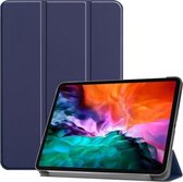 Custer Texture Horizontale Flip PU lederen tas met drievoudige houder en slaap- / wekfunctie voor iPad Pro 12.9 (2021) (donkerblauw)