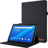 Voor Lenovo Tab E10 Horizontale flip TPU + stof PU lederen beschermhoes met naamkaartclip (zwart)