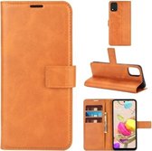 Voor LG K42 Retro Kalfspatroon Gesp Horizontale Flip Leren Case met Houder & Kaartsleuven & Portemonnee (Geel)