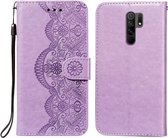 Voor Xiaomi Redmi 9 Flower Vine Embossing Pattern Horizontale Flip Leather Case met Card Slot & Holder & Wallet & Lanyard (Purple)