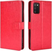 Voor Samsung Galaxy A02s (Euraziatische versie) Retro Crazy Horse-textuur Horizontale flip lederen tas met houder & kaartsleuven en fotolijst (rood)