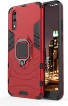 PC + TPU schokbestendige beschermhoes voor Huawei P20, met magnetische ringhouder (rood)