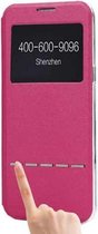 Voor Galaxy S8 Business Style Frosted Texture Horizontale Flip Leather Case met Call Display ID & Slide Unlock Slip & Holder (Magenta)