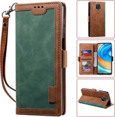 Voor Geschikt voor Xiaomi Redmi Note 9 Retro Splicing Horizontale Flip Leather Case met kaartsleuven & houder & portemonnee (groen)
