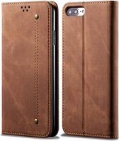 Voor iPhone 6 Plus / 6s Plus Denim Textuur Casual Stijl Horizontale Flip Leren Case met Houder & Kaartsleuven & Portemonnee (Bruin)