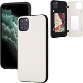 Voor iPhone 11 Pro Max GOOSPERY MAGNETISCHE DEURBUMPER Magnetische Catche Schokbestendig Soft TPU + PC Case Met Kaartsleuf (Wit)