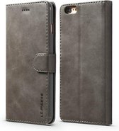 Voor iPhone 6 Plus / 6s Plus LC.IMEEKE Horizontale lederen flip-hoes met kalfsleer, met houder en kaartsleuven en portemonnee (grijs)