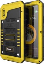 Waterdichte stofdichte schokbestendige zinklegering + siliconen hoes voor iPhone XS / X (geel)