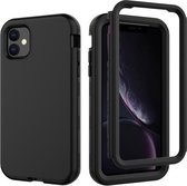 Voor iPhone 11 3 in 1 lederen olie TPU + pc schokbestendig hoesje (zwart)