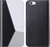 Voor iPhone SE 2020/8/7 Driekleurige stiksels Horizontale flip TPU + PU lederen hoes met houder & kaartsleuven & portemonnee (zwart)