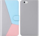 Voor iPhone SE 2020/8/7 Driekleurige stiksels Horizontale flip TPU + PU lederen hoes met houder & kaartsleuven en portemonnee (grijs)