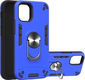 Voor iPhone 12 mini 2 in 1 Armor Series PC + TPU beschermhoes met ringhouder (donkerblauw)