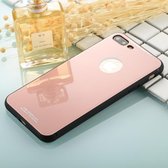 Voor iPhone 8 Plus & 7 Plus 0,8 mm gehard glas Hoge kwaliteit TPU casco beschermende achterkant beschermhoes (rose goud)