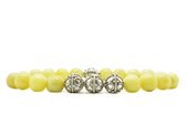 Beaddhism - Armband - Matt Lemon -  Zilver - Yasa 3 - 8 mm - 20 cm