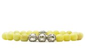 Beaddhism - Armband - Matt Lemon -  Zilver - Eva 3 - 8 mm - 18 cm