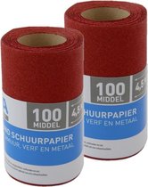 4x rollen Schuurpapier - Middel - P100 - 110mm x 4,5 meter - Korrelgrofte 100 - Verf/klus materiaal benodigdheden