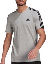 adidas adidas Essentials 3-stripes Sportshirt - Maat L  - Mannen - grijs - zwart