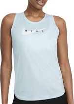 Nike Nike Swoosh Sporttop - Maat L  - Vrouwen - lichtblauw - wit - zwart