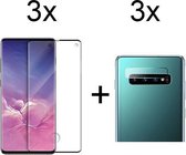 Beschermglas Samsung S10 Plus Screenprotector Full 3 stuks - Samsung Galaxy S10 Plus Screenprotector - Samsung S10 Plus Screen Protector Camera - 3 stuks