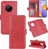 Voor Huawei Y9A / Enjoy 20 Plus 5G Dual-side magnetische gesp Horizontale flip lederen tas met houder & kaartsleuven & portemonnee (rood)