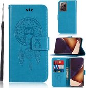 Voor Samsung Galaxy Note 20 Ultra Windgong Uil Embossing Patroon Horizontale Flip Leren Case, met Houder & Kaartsleuven & Portemonnee (Blauw)