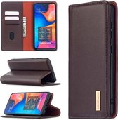 Voor Samsung Galaxy A20 & A30 2 in 1 afneembare magnetische horizontale flip lederen tas met houder & kaartsleuven & portemonnee (donkerbruin)