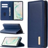 Voor Samsung Galaxy Note10 2 in 1 afneembare magnetische horizontale flip lederen tas met houder & kaartsleuven & portemonnee (blauw)