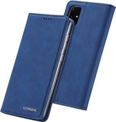 Voor Samsung Galaxy A41 LC.IMEEKE LC-002-serie Huid Handgevoel PU + TPU Horizontale flip lederen tas met houder & kaartsleuf & portemonnee (blauw)