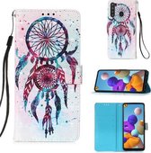 Voor Samsung Galaxy A21 (EU-versie) 3D-schilderij Horizontale lederen flip-hoes met houder & kaartsleuf & portemonnee & lanyard (windgong)