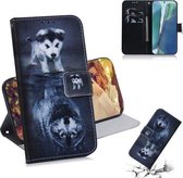 Voor Samsung Galaxy Note 20 Gekleurde Tekening Horizontale Flip Leren Case, met Houder & Kaartsleuven & Portemonnee (Wolf en Hond)
