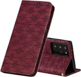 Voor Samsung Galaxy Note20 Ultra Lucky Flowers Embossing Pattern Magnetische Horizontale Flip Leather Case met houder & kaartsleuven (wijnrood)