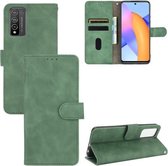 Voor Huawei Honor 10X Lite Effen Kleur Huidgevoel Magnetische Gesp Horizontale Flip Kalfsstructuur PU Lederen Case met Houder & Kaartsleuven & Portemonnee (Groen)