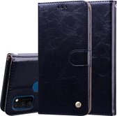 Voor Samsung Galaxy M21 zakelijke stijl olie wax textuur horizontale flip lederen tas met houder & kaartsleuven & portemonnee (zwart)