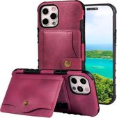 Crazy Horse Texture PU + TPU schokbestendige achterkant met kaartsleuven & houder & portemonnee & crossbody riem voor iPhone 12 Pro Max (rood)