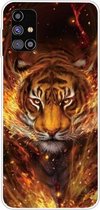 Voor Samsung Galaxy M31s schokbestendig geverfd transparant TPU beschermhoes (Flame Tiger)