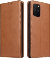 Voor Samsung Galaxy S10 Lite / A91 / M80s Fierre Shann PU Lederen Textuur Horizontale Flip Case met Houder & Kaartsleuven & Portemonnee (Bruin)