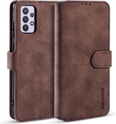 Voor Samsung Galaxy A32 5G DG.MING Retro Oil Side Horizontale Flip Leren Case met Houder & Kaartsleuven & Portemonnee (koffie)