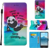 Voor Samsung Galaxy A71 Cross Texture Painting Pattern Horizontale Flip Leather Case met Houder & Kaartsleuven & Portemonnee & Lanyard (Sleeping Panda)