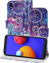 Voor Samsung Galaxy A01 Core 3D-schilderijpatroon Gekleurde tekening Horizontale flip PU-lederen hoes met houder & kaartsleuven & portemonnee & lanyard (Starry Wind Chime)