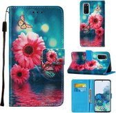 Voor Samsung Galaxy S20 Cross Textuur Schilderen Patroon Horizontale Flip Leren Case met Houder & Kaartsleuven & Portemonnee & Lanyard (Chrysanthemum)
