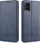 Voor Samsung Galaxy A71 AZNS Magnetische Kalf Textuur Horizontale Flip Leren Case met Kaartsleuven & Houder & Portemonnee (Donkerblauw)