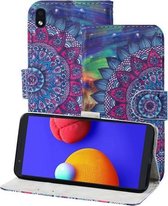 Voor Samsung Galaxy A01 Core 3D-schilderijpatroon Gekleurde tekening Horizontale flip PU-lederen hoes met houder & kaartsleuven & portemonnee & lanyard (olieverfschilderij Mandala)