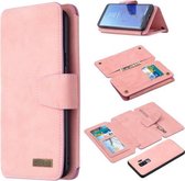 Voor Samsung Galaxy S9 Plus Afneembare Frosted Magnetische Horizontale Flip PU lederen tas met kaartsleuven & houder & rits Portemonnee & fotolijst (roze)